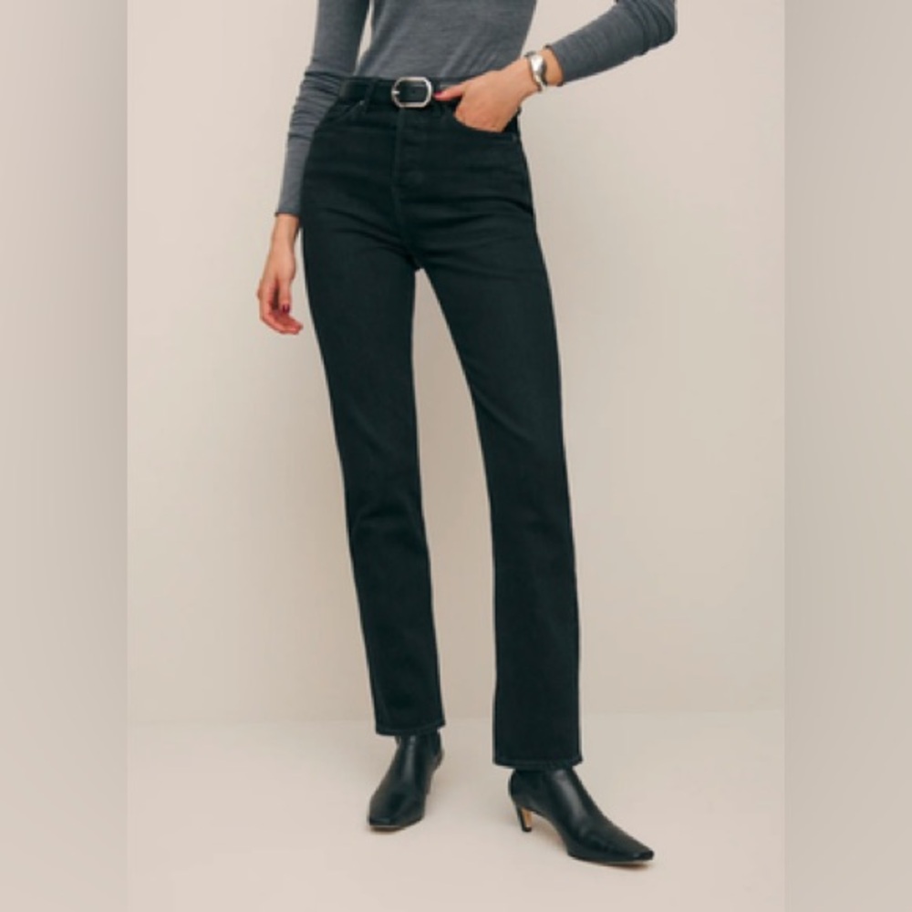 REFORMATION Cynthia Stretch High Rise Straight Jeans